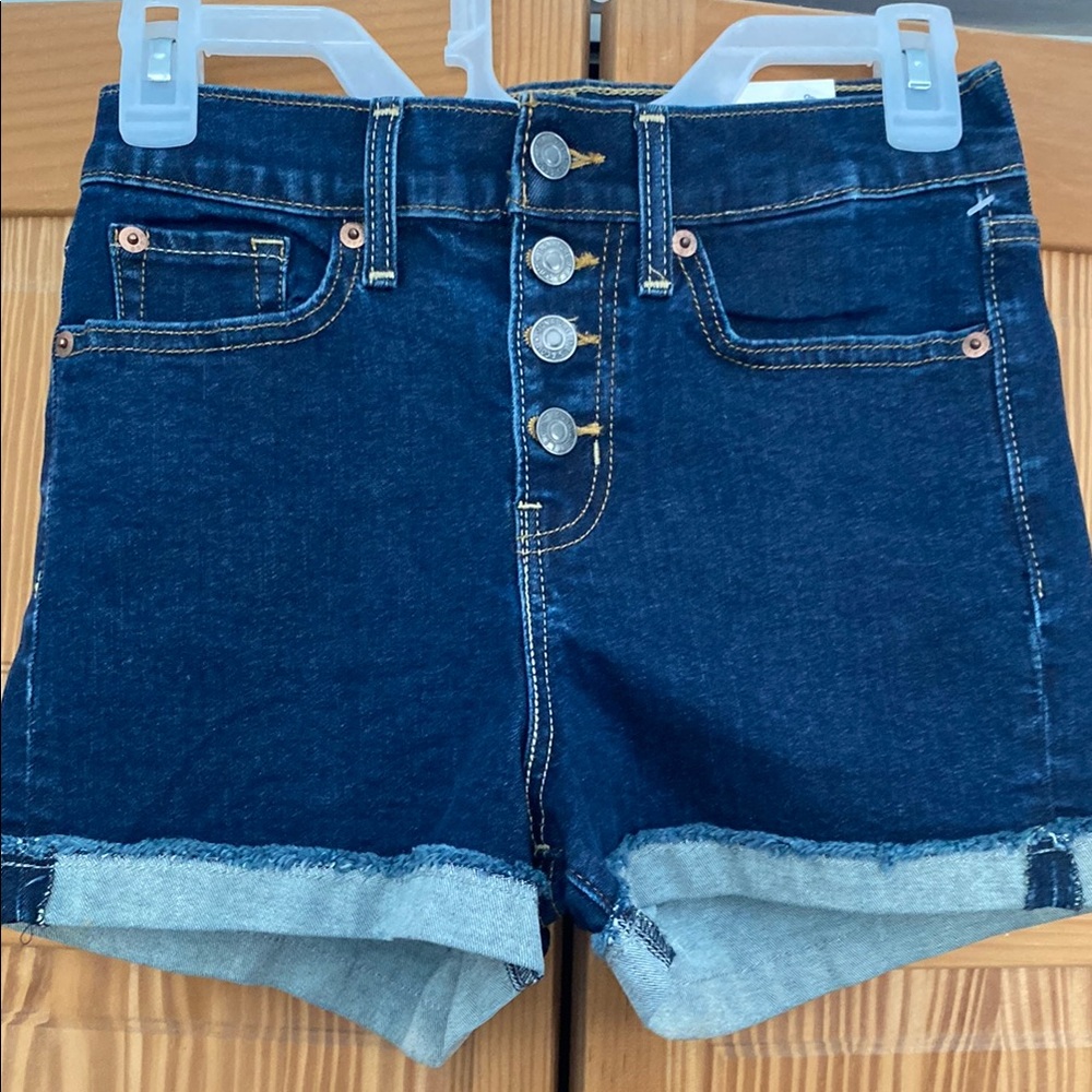 Signature by Levi Strauss Blue Jean Shorts with High-Waisted Fit and Rolled Hem
